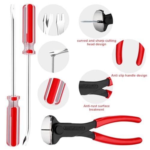 Honoson 3 Pcs Nail Puller Pliers Nail Remover Tool Set, Red - color: Red
