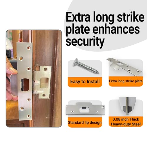 7-Inch Extended Door Strike Plate, Heavy Duty Stainless Steel, Black - color: Black