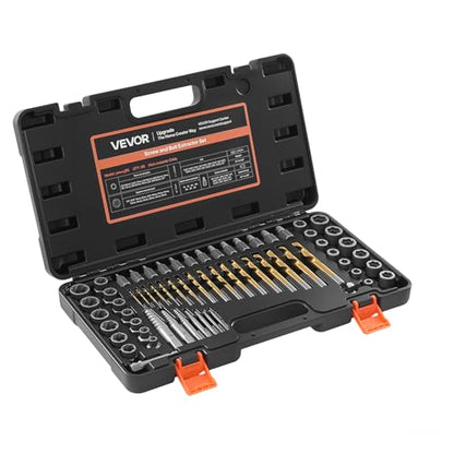 VEVOR Bolt Extractor Kit, 65 Pieces Easy Out Screw Extractor Set, Lug Nut Removal Tool with Left Hand Drill Bit Set for Removing Damaged, Frozen, Broken, Rusted, Rounded-Off Bolts, Nuts & Screws - size: 65 PCS