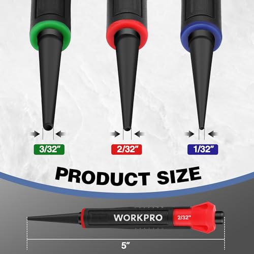 WORKPRO 3-Piece Nail Punch Set, Includes 1/32", 1/16", 3/32" Nail Setter