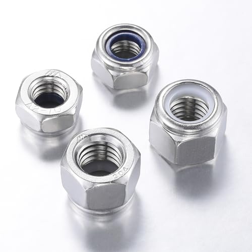Wensilon(50pcs) M6 Self Clinching Nuts 304 Stainless Steel Self-Lock Nylon Inserted Hex Lock Nuts - size: M6