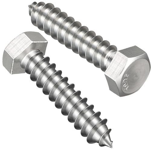 VGBUY 5/16" x 1-1/2" Hex Head Lag Screws 20Pcs, 304 Stainless Steel 18-8 Lag Bolts Wood Screws Heavy Duty Large Screws for TV Mounts, Deck, Boat Repair - size: 5/16x1-1/2 (20pcs)