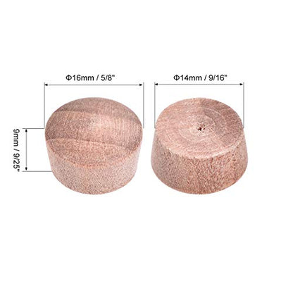 uxcell Wood Button Top Plugs 9/16 Inch Wood Color Hardwood Furniture Plugs 9/25 Inch Height 50 Pcs - size: 9/16"x9/25"