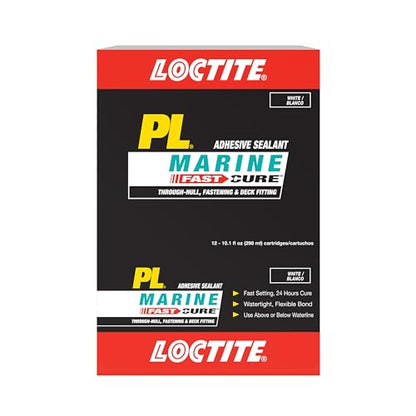 Loctite PL Marine Fast Cure Adhesive Sealants, Waterproof Construction Glue for Fiberglass, Vinyl, Glass & More - 10 fl oz Cartridge, Pack of 12 - size: 12 Pack, style: 10.1 oz Cartridge