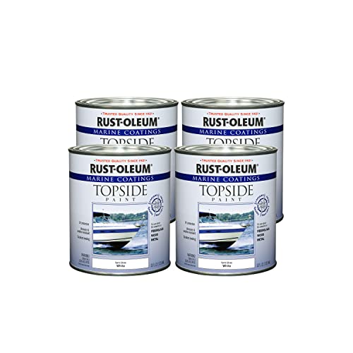 Rust-Oleum Marine Semi-Gloss White Topside Boat Paint - color: Semi-Gloss White, size: 32 Fl Oz (Pack of 4)