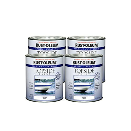 Rust-Oleum Marine Semi-Gloss White Topside Boat Paint - color: Semi-Gloss White, size: 32 Fl Oz (Pack of 4)