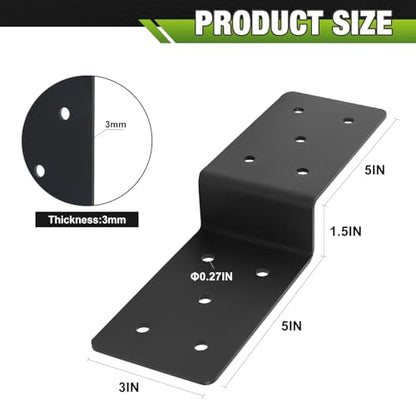 4Pcs Z Brackets,3"x 5" Connector Bracket for Wood Post to Beam Support - size: Z 5''X3''