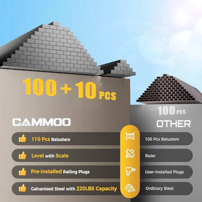 CAMMOO 110 Pcs 26"Rectangular Deck Balusters, Straight Spindles Railing Kit - size: 26 Inch