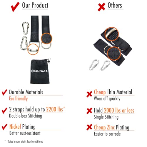 PANGAEA Tree Swing Hanging Straps Kit, 5FT/10FT/20FT/30FT, Heavy Duty Holds Up to 2200LBS Extra Long, with Safer Lock Snap Carabiners & Carry Pouch Bag (30 FT) - size: 30 ft