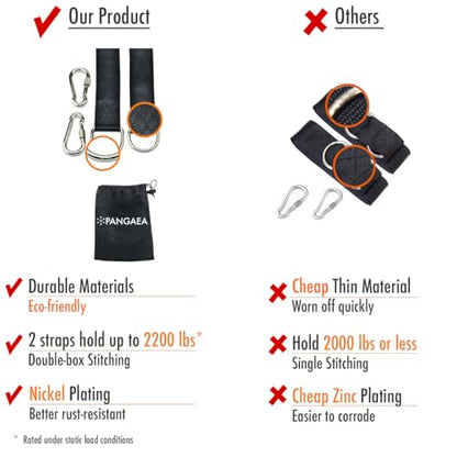 PANGAEA Tree Swing Hanging Straps Kit, 5FT/10FT/20FT/30FT, Heavy Duty Holds Up to 2200LBS Extra Long, with Safer Lock Snap Carabiners & Carry Pouch Bag (30 FT) - size: 30 ft