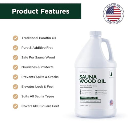 Northwood Sauna - Sauna Wood Oil - 100% Pure Paraffin Oil - Traditional Sauna Sealer - 1 Gallon (128 Fl Oz) - size: 1 Gallon (128 Fl Oz)
