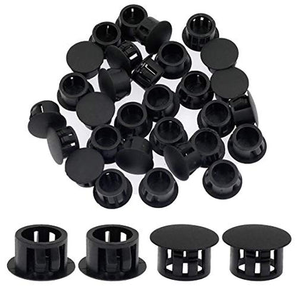 30PCS 13mm (1/2") Black Hole Plugs Plastic - color: Black, size: 13mm (1/2")