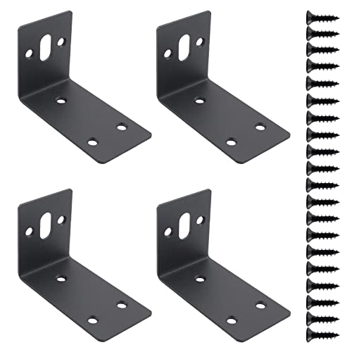 4PCS L Bracket Corner Brace, ULIFESTAR Stainless Steel Heavy Duty Black Corner Bracket,90 Degree Joint Right Angle Bracket,Metal L Brackets for Wood Furniture (59x83x1.8mm/2.3x3.3x0.1'' 6+1 Holes) - size: 59x83x1.8mm/2.3x3.3x0.1'' 6+1 Holes