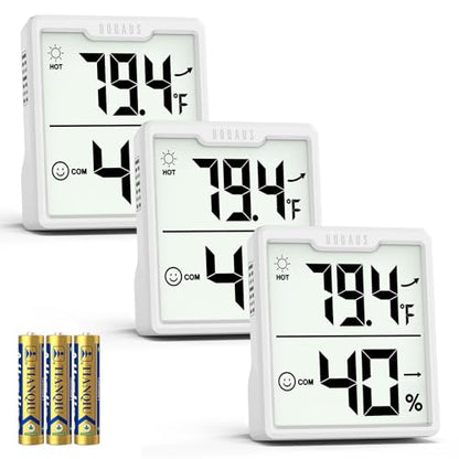 DOQAUS 3 Pieces Digital Hygrometer Indoor Thermometer Humidity Meter, White - color: White
