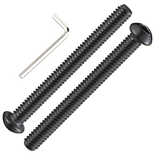 Wensilon (50Pcs) 1/4-20 * 3 Button Head Socket Cap Bolts Screws, 304 Black Stainless Steel, Allen Hex Drive, Bright Finish, Fully Machine Thread - color: Black, size: B 1/4-20*3