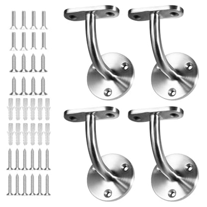 4 Pack 316 Stainless Steel Handrail Bracket for Indoor Stairs, Brushed Railing Brackets for Handrail, Wall Mount Hand Rail Bracket - size: 4 Pack