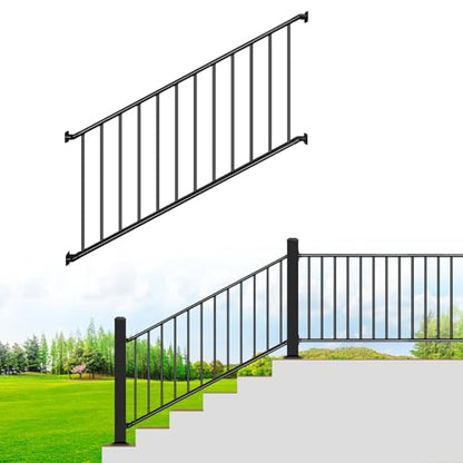 Aluminum Deck Railing,38in H x 6ft W for Stairs,Black,1 Panel - size: 38in.H x 6ft.W SR