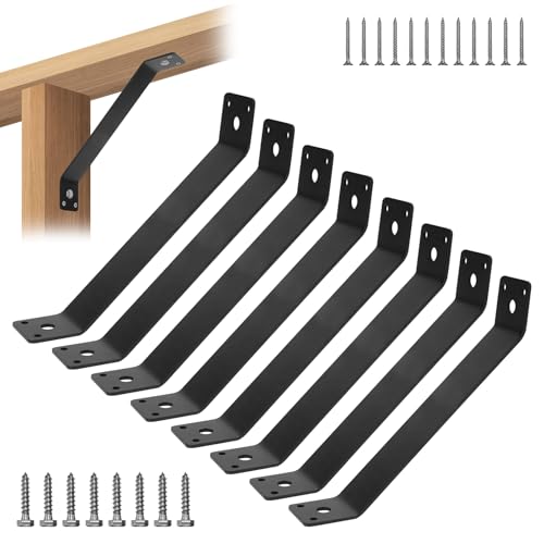 Inside Mount 45-Degree Angle Bracket, 11-1/8'' x 1-1/2'' Heavy Duty Connector Corner Brace Inside Joint for Wood Post and Beam Desk Edge Box Pergola Gazebo DIY Kit, 8 Pcs - size: 11-1/8'' x 1-1/2''