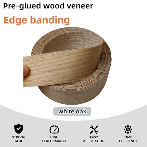 White Oak Wood Veneer Edge Banding Roll,1-1/2 inch X 13 ft Iron-On Pre-Glued Edging Tape with Hot Melt Adhesive,Ideal for Plywood, Furniture, Drawers, Shelves Renovation - color: White Oak, size: 1-1/2''×13ft