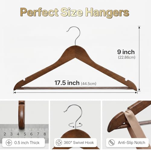 HOUSE DAY Premium Wooden Hangers 30 Pack, 17.5" Smooth Wood Clothes Hangers - size: 30 Pack