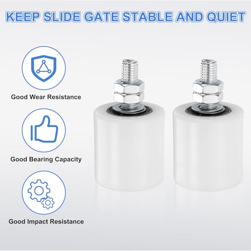 uxcell 2Pcs Slide Gate Guide Roller, 2" Nylon Rollers Gate Support Assembly - color: White, size: 2 Inch