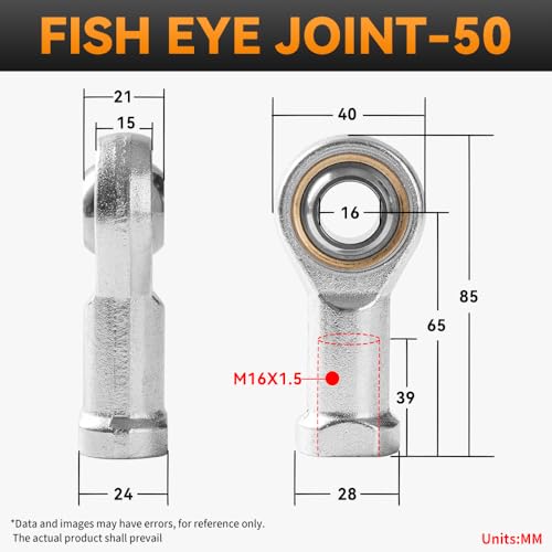 Cylinder Fisheye Joint Bearing Internal Gear Universal Joint Ball Head Connecting Rod Suitable for Pneumatic SC 50 Cylinder - color: FE, size: 50