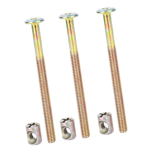 Furniture Bolts and Barrel Nuts, 10 Pcs Bed Frame Bolts Crib Replacement Hardware Kit M6 Bed Bunk Furniture Hex Dowel Bolts with Barrel Nuts Carbon Steel Cross Dowel Nut (60mm) - size: 60mm