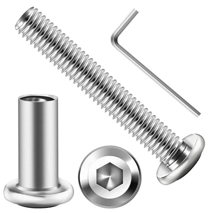Mywish 10Sets M6 x 40mm Flat Head Hex Socket Cap Screws Bolts and Barrel Nuts Kit, 304 Stainless Steel Furniture Connector Bolts, Metric M6 Countersunk Binding Screws for Crib Cabinet with Hex Spanner - size: M6 x 40mm