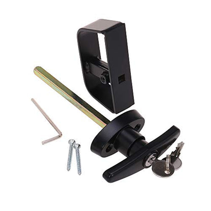 9-Piece Heavy Duty Shed Door Hardware Kit 6.5" Black T-Handle Lock with Keys 6 Anti-Sag Hinges 2 Barrel Bolts for Outdoor Sheds, Barns & Wooden Fence Gates