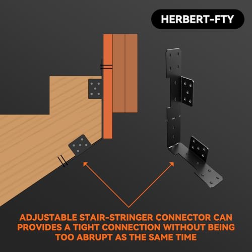 10 Pcs Black Stair Stringer Hanger Bracket, Heavy Duty 18 Gauge Adjustable Stair Stringer Hanger,Deck Stair Brackets,Tair Stringer Connector Great for 2x10 2x12 Stair Stringer,Tie Straps Bracket, - color: Black-10 Pcs