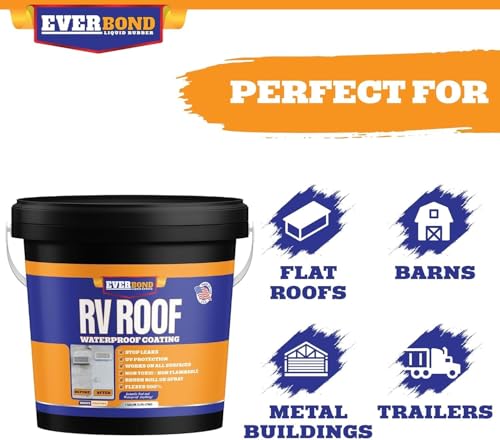 Everbond RV Roof Coating, Solar Reflective RV Roof Sealant, Waterproofing for Campers, Trailers, RVs, White, 3 Gallons - style: 3 gallons