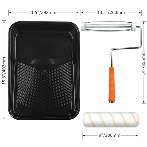 Great Andrew 7 Inch Deck Stain Paint Brush with 9 Inch Plastic Paint Tray