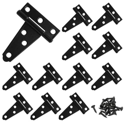Murtenze 12Pack 2 Inch Black T-Strap Shed Hinge - color: Black, size: 2 Inch - 12Pack