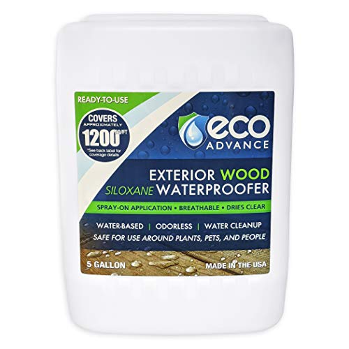 Eco Advance Exterior Wood Siloxane Odorless Spray-On Application Waterproofer Water Repellent, Safe for Use Around Plants, Pets, and People, 5 Gallon - size: 5 gallon