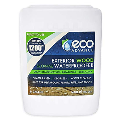 Eco Advance Exterior Wood Siloxane Odorless Spray-On Application Waterproofer Water Repellent, Safe for Use Around Plants, Pets, and People, 5 Gallon - size: 5 gallon
