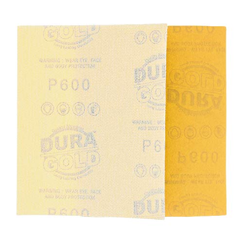 Dura-Gold Premium 1/4 Sheet Gold Sandpaper Sheets, 600 Grit (Box of 25) - size: 600-Grit