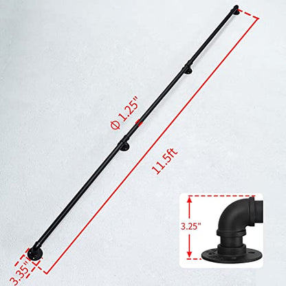 Pipe Stair Handrail 11.5FT/350CM,Industrial Staircase Railing - size: 11.5 Feet