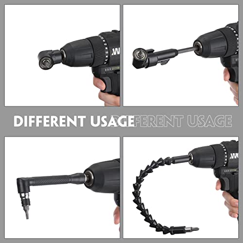 Qunclay 14 Pcs Flexible Drill Bit Extension Set, 1/4 Inch Right Angle
