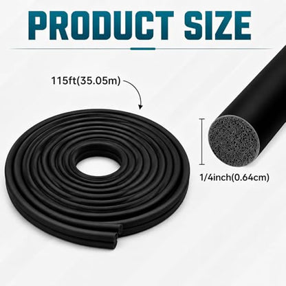 1/4 Inch x 115 Ft EPDM Backer Rod - color: Black