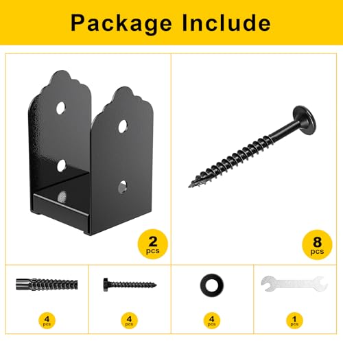 4x4 Post Base, 2Pcs Stainless Steel Adjustable Post Anchor Bracket - size: 4x4