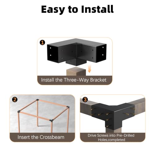 Pergola Brackets, 3-Way Pergola Kit for 4"x 4" (Actual 3.5" X 3.5") - size: 4*4
