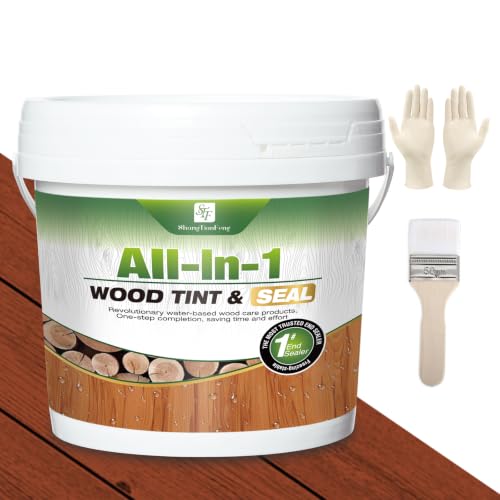 Advanced Pecan Wood Stain & Sealer 1Gallon/128oz, Non-Toxic Waterproof Wood Finish, Flexible Crack & Weather Resistant Wood Treatment to Highlight Natural Wood - color: Pecan, size: 1Gallon/128oz