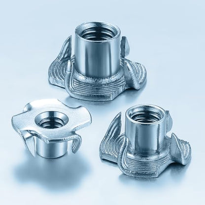 T-Nuts M4x8 (100 pcs), zinc Plated Steel, for Wood, Climbing Holds and cabinets - color: Zinc, size: M4