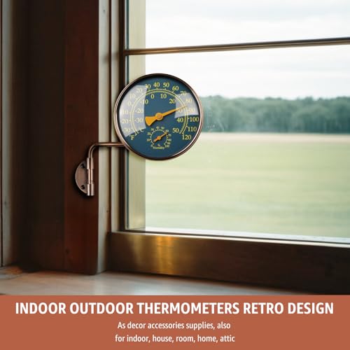 4" Outdoor Thermometer & Humidity Gauge, Brass Analog Dial