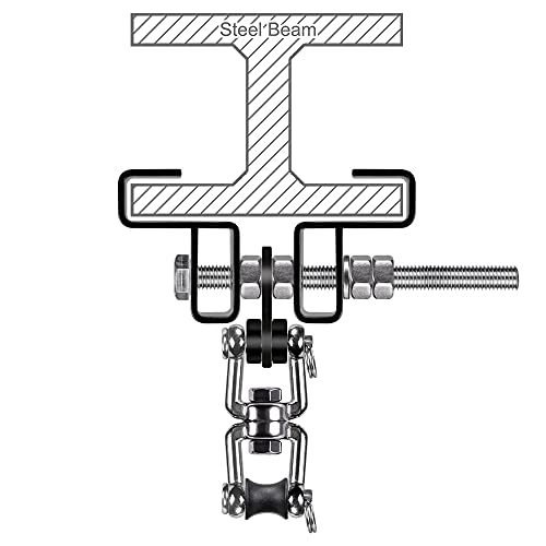 SELEWARE Boxing Punching Bag Hanger, Heavy Bag Bracket - color: I Beam Clamp with Open Swivel