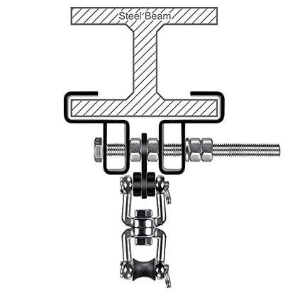 SELEWARE Boxing Punching Bag Hanger, Heavy Bag Bracket - color: I Beam Clamp with Open Swivel