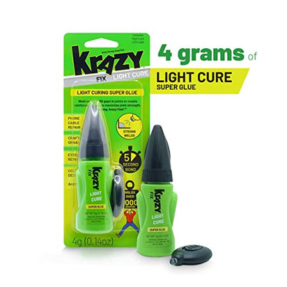 Krazy Fix Light Cure Super Glue with Fast Curing LED Light (0.14 oz)