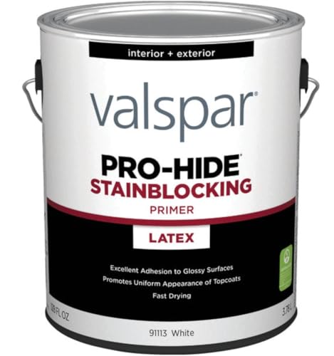 Valspar 91113 White Pro-Hide Interior/Exterior Stainblocking Bonding Primer, 1 Gallon - size: 1 Fl Oz (Pack of 1), style: INTERIOR /EXTERIOR LATEX