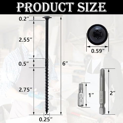 80pcs Heavy Duty Construction Structural Lag Screws with 2 T30 Bits - size: #14 x 6