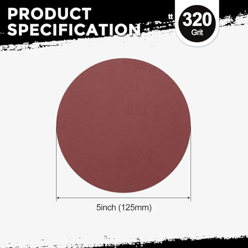 10Pcs Sanding Discs 5Inch 320Grit Hook and Loop Sandpapers Red - size: 5 Inch(320 Grit)